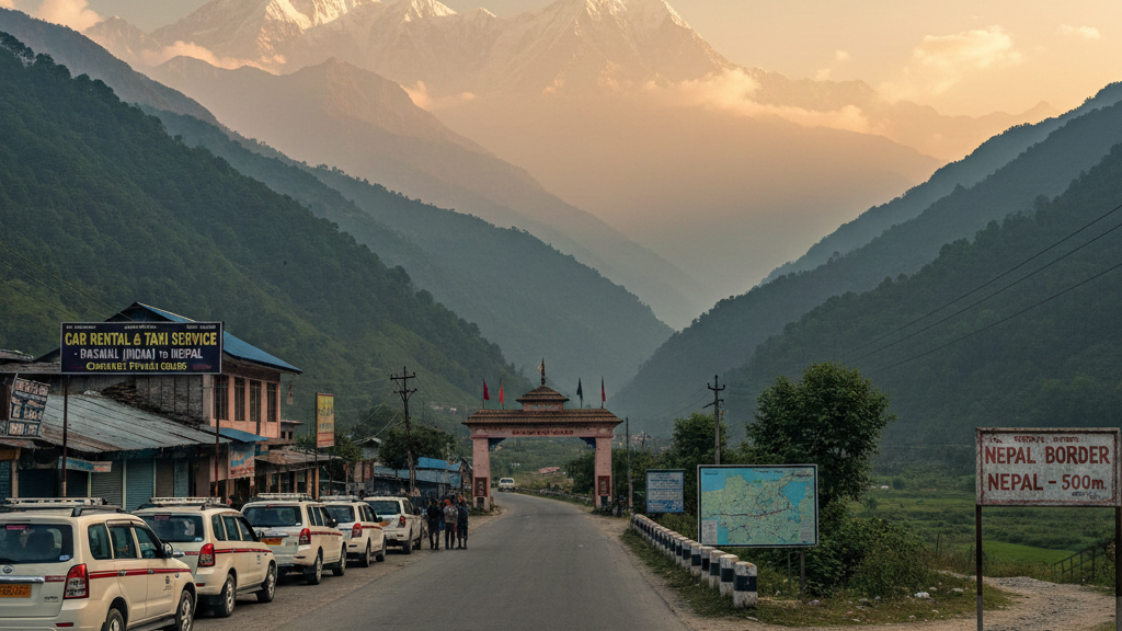Car rental and taxi service from Raxaul to Nepal border road with mountain view